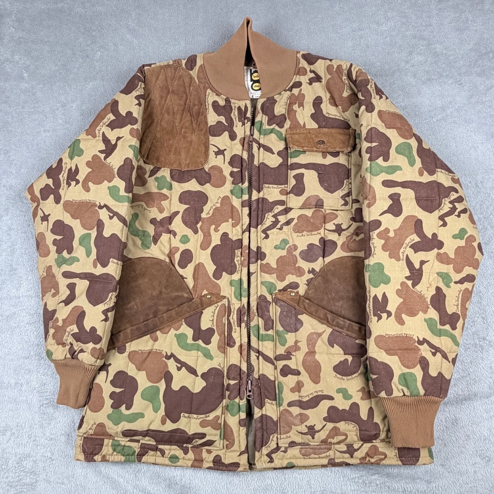Bob Allen Ducks Unlimited Camo Shooting Jacket Mens Large Quilted Made in USA